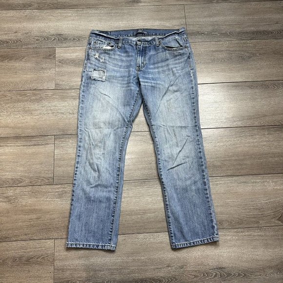 Levi's Boyfriend Jeans Size 11 Red Tab Distressed Medium Blue - Picture 1 of 6